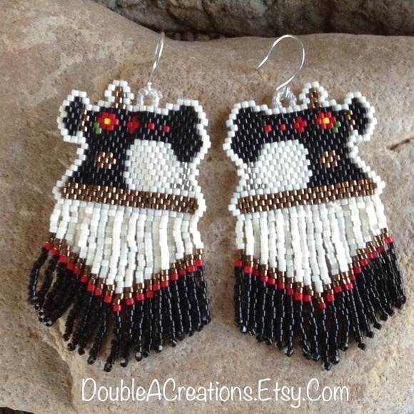 Sewing Machine Beaded Earrings with Fringe, New, Handmade By Me - Picture 2 of 3